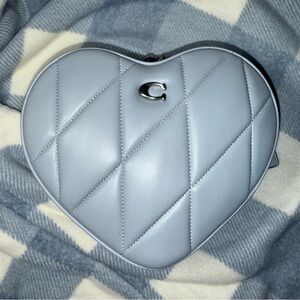 COACH RETAIL Heart-Shaped Quilted Bag in Gray Blue